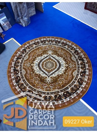 Permadani New Kashan Bulat 09227 OKER ukuran 160 x 160 cm